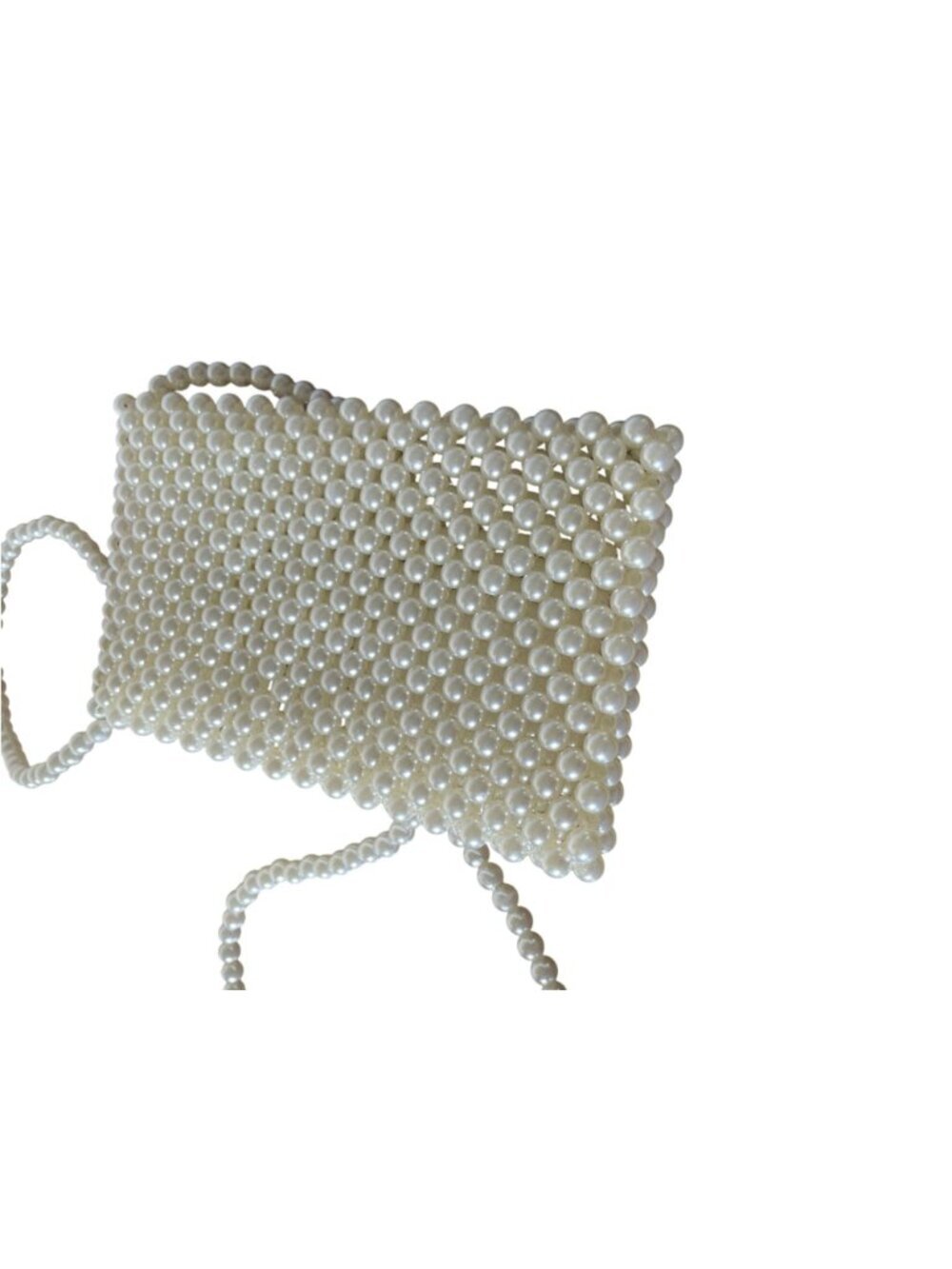 White Pearl Beaded Evening Bag Bridal Clutch & Crossbody Purse Phone Bag - Picture 6 of 10